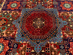 Premium Quality Beljik Rug – 9.11x13.4 ft Handmade Wool | Rich Red & Navy Blue | Luxurious Oriental Carpet | Persian Design for Living Room