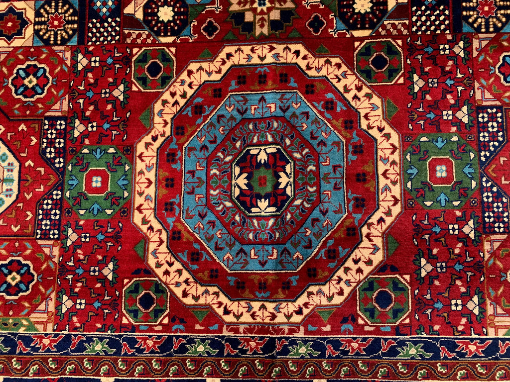 Premium Quality Beljik Rug – 9.11x13.4 ft Handmade Wool | Rich Red & Navy Blue | Luxurious Oriental Carpet | Persian Design for Living Room