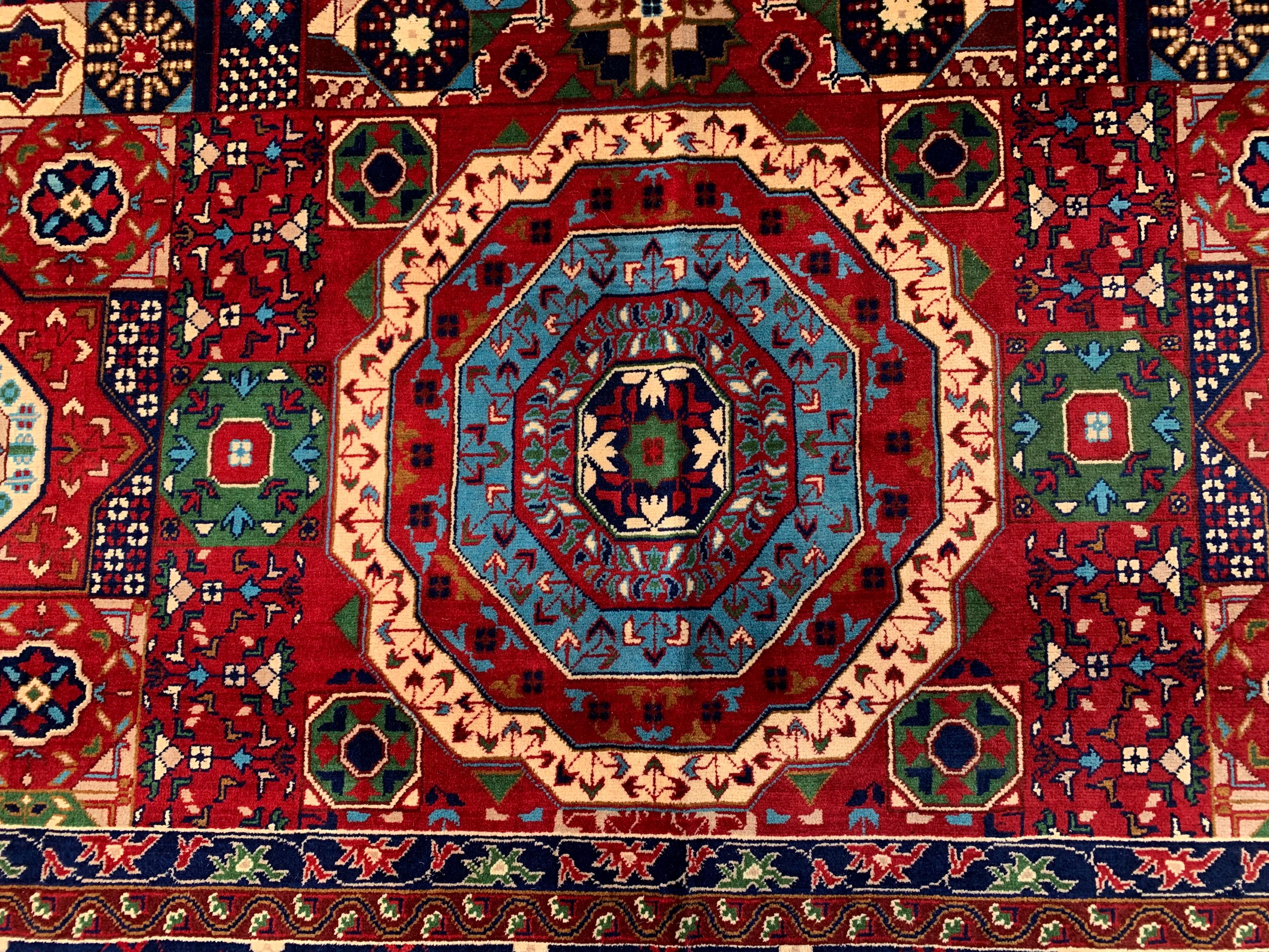 Premium Quality Beljik Rug – 9.11x13.4 ft Handmade Wool | Rich Red & Navy Blue | Luxurious Oriental Carpet | Persian Design for Living Room
