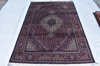 7x10 Hand-Knotted Red & Navy Blue Tabriz Rug – Afghan Wool Area Carpet, Persian Style Rug, Rug for Living Room, Bedroom Rug 9’10” x 6’7 ft
