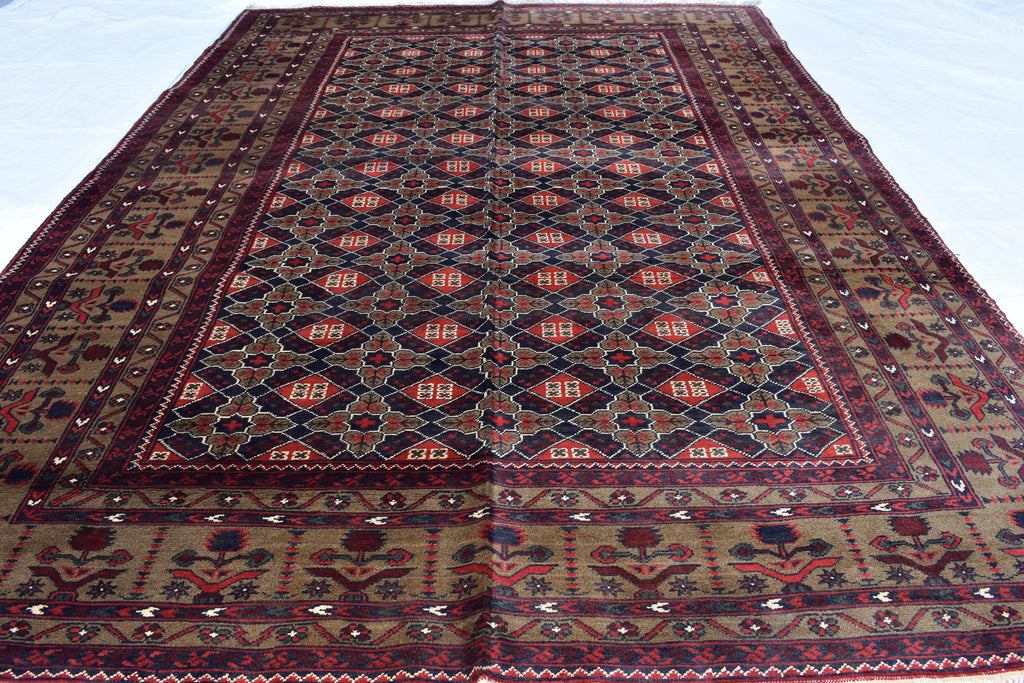 6x10 Hand-Knotted Sitara Naksha Rug | Authentic Afghan Wool Carpet | Oriental Area Rug, Rug for Dining Room, Bedroom Rug 9.8x6.5 ft