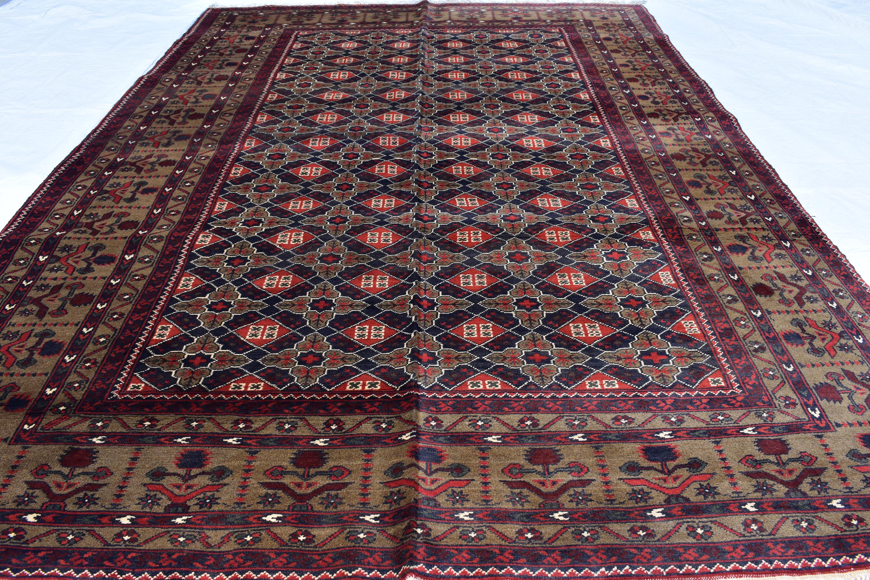 6x10 Hand-Knotted Sitara Naksha Rug | Authentic Afghan Wool Carpet | Oriental Area Rug, Rug for Dining Room, Bedroom Rug 9.8x6.5 ft