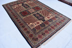 7x10 Caucasian Kazak Handwoven Rug – Soft Wool, Geometric Tribal Design, Cross Pattern Rug, Rug for Living Room Bedroom Rug 6.7x10 ft