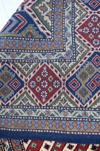 7x10 Caucasian Kazak Handwoven Rug – Soft Wool, Geometric Tribal Design, Cross Pattern Rug, Rug for Living Room Bedroom Rug 6.7x10 ft