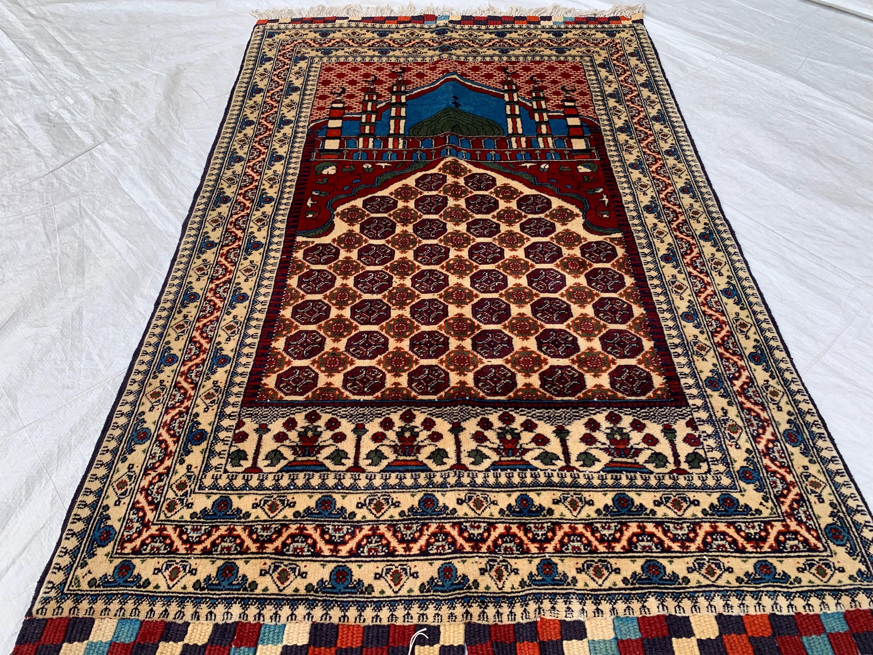 Prayer Rug Handwoven Hoja Roshnai Luxury Prayer Rug (4.9x2.11 ft) – Soft, Durable & Non-Slip Design