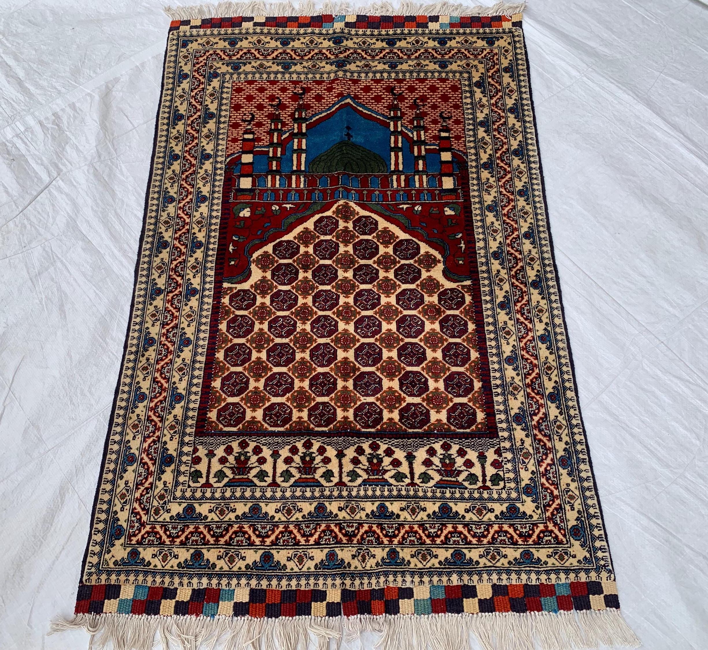 Prayer Rug Handwoven Hoja Roshnai Luxury Prayer Rug (4.9x2.11 ft) – Soft, Durable & Non-Slip Design