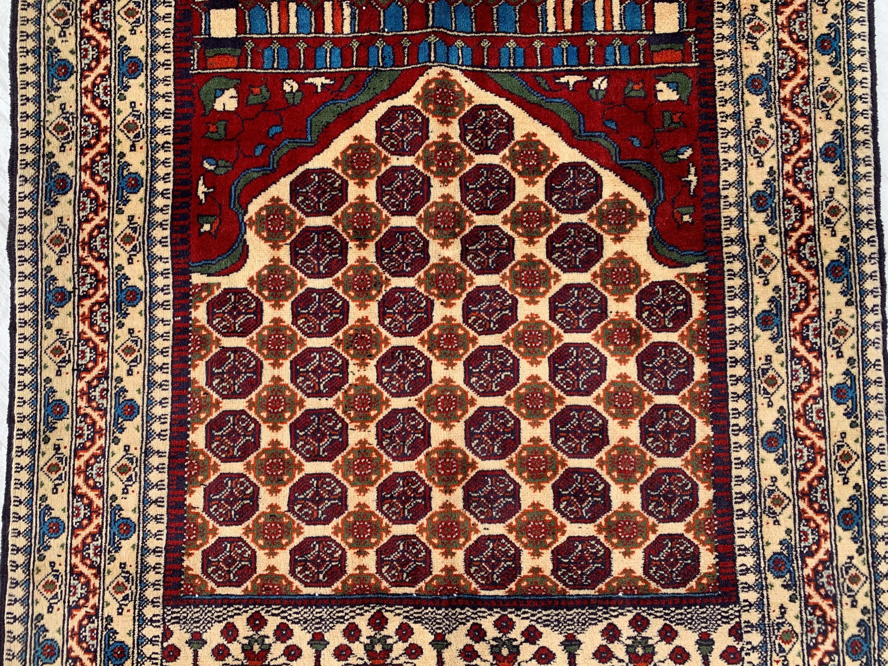 Prayer Rug Handwoven Hoja Roshnai Luxury Prayer Rug (4.9x2.11 ft) – Soft, Durable & Non-Slip Design