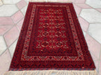 Antique Waziri Rug – 35-Year-Old Handmade Tribal Carpet (3x5 ft) – Vintage Afghani Rug, Tribal Floor Rug, Hallway Rug, Entryway Rug
