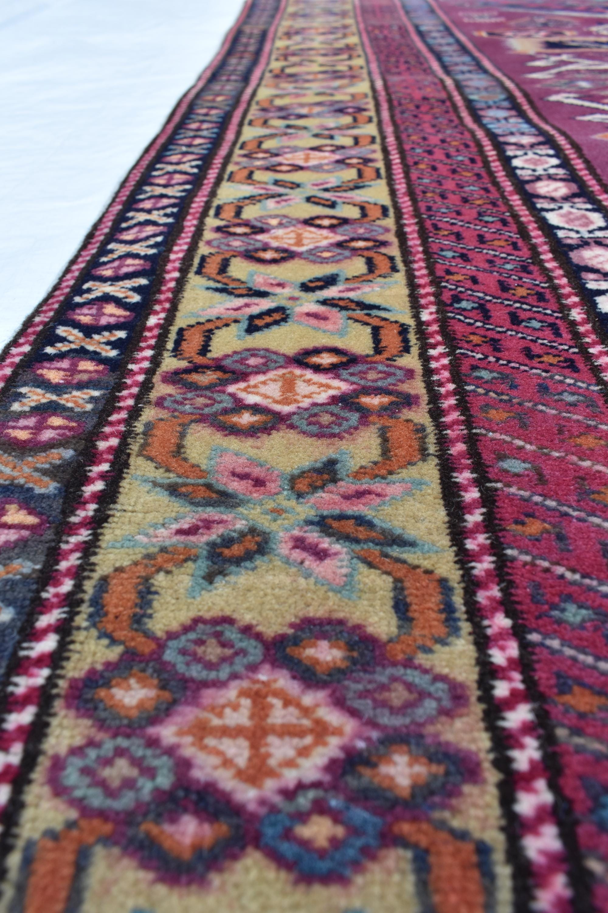 4x5 Vintage Afghan Tribal Rug - Handmade Kazak Wool Rug - Geometric Nomadic Carpet, Collectible Rare Rug, Caucasian Pattern, Burgundy Red