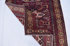 4x5 Vintage Afghan Tribal Rug - Handmade Kazak Wool Rug - Geometric Nomadic Carpet, Collectible Rare Rug, Caucasian Pattern, Burgundy Red
