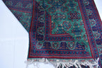 6x9 Green Bukhara Rug with Navy Blue and Red Accent–Handmade Elegance for Modern Interiors, Rug for Living Room, Perfect for Bedroom 6.5x9.7