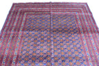 6x9 Elegant Red and Navy Blue Hoja Roshnai Rug–Traditional Handmade Oriental Design for Modern Interiors, Perfect for Bedroom, Living Room