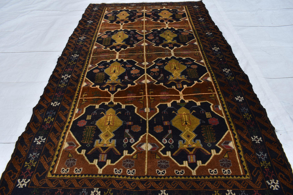 4x6 Antique Baluchi Vintage Rug Exquisite Brown and Black Design, Timeless Tribal Charm, Collectible Rare Item, Wall Hanging Rug, 6.2x3.7 ft
