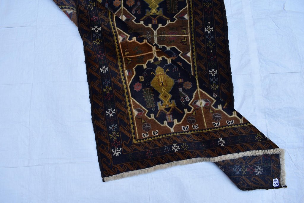 4x6 Antique Baluchi Vintage Rug Exquisite Brown and Black Design, Timeless Tribal Charm, Collectible Rare Item, Wall Hanging Rug, 6.2x3.7 ft