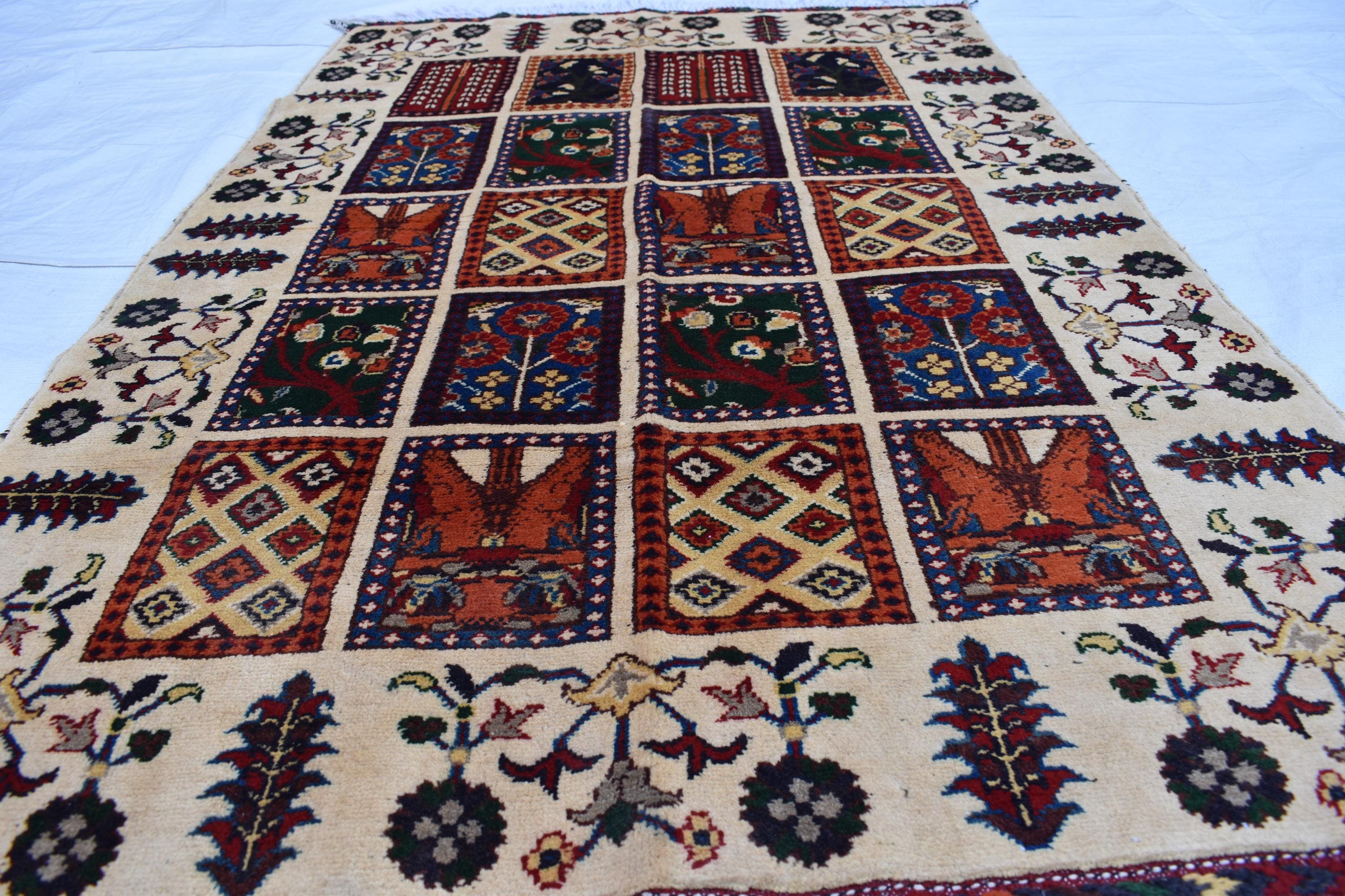3x4 Ayni Rug Handmade Small Size, Traditional Tribal Design, Perfect for Cozy Spaces, Bedroom, Office 3.4x4.11 ft