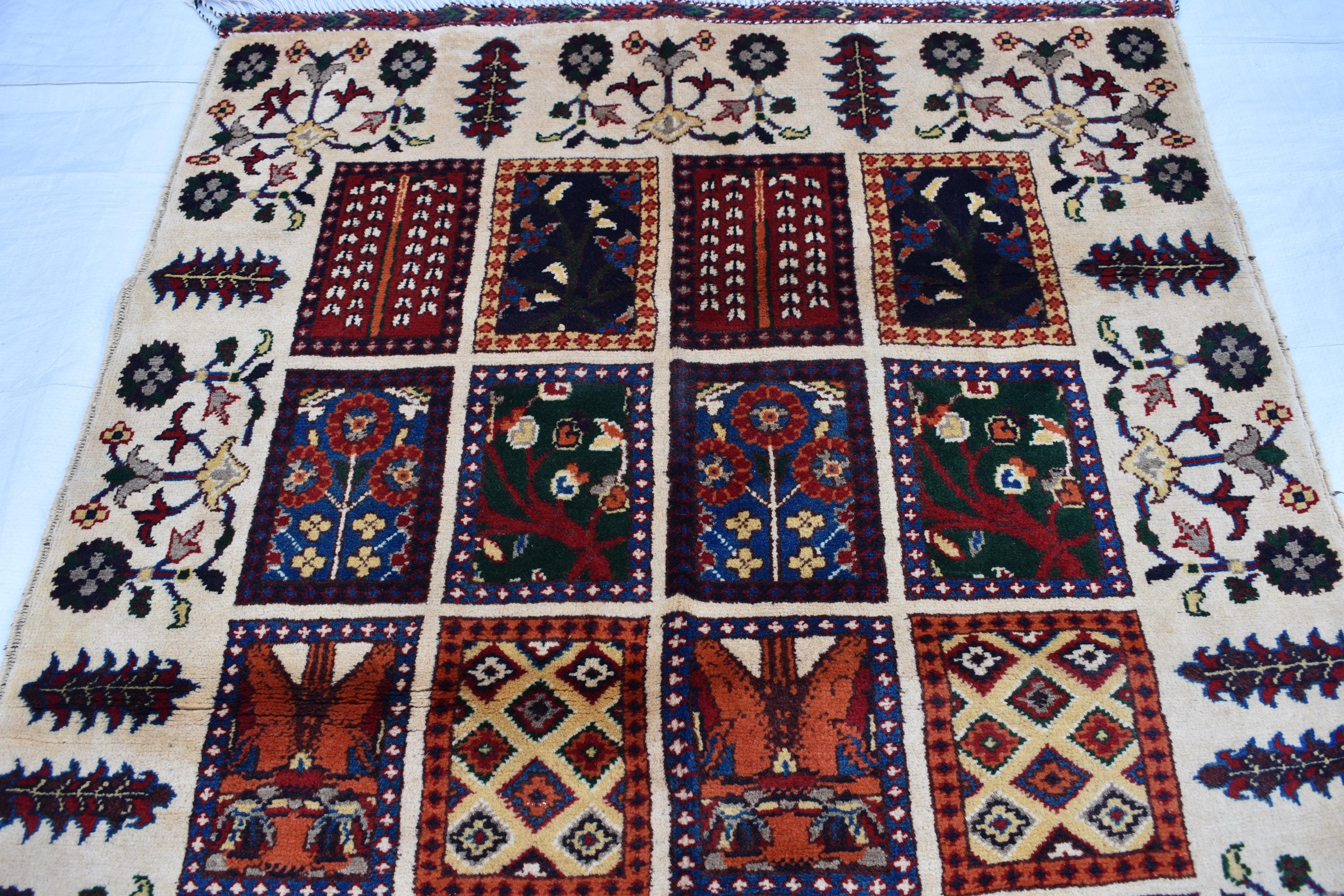 3x4 Ayni Rug Handmade Small Size, Traditional Tribal Design, Perfect for Cozy Spaces, Bedroom, Office 3.4x4.11 ft