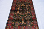 3x5 Olive Green and Red Afghan Gandum Naksha Rug-Hand-Knotted Wool Tribal Carpet, Bohemian Area Rug, Perfect for Bedroom, Office 5x3.3