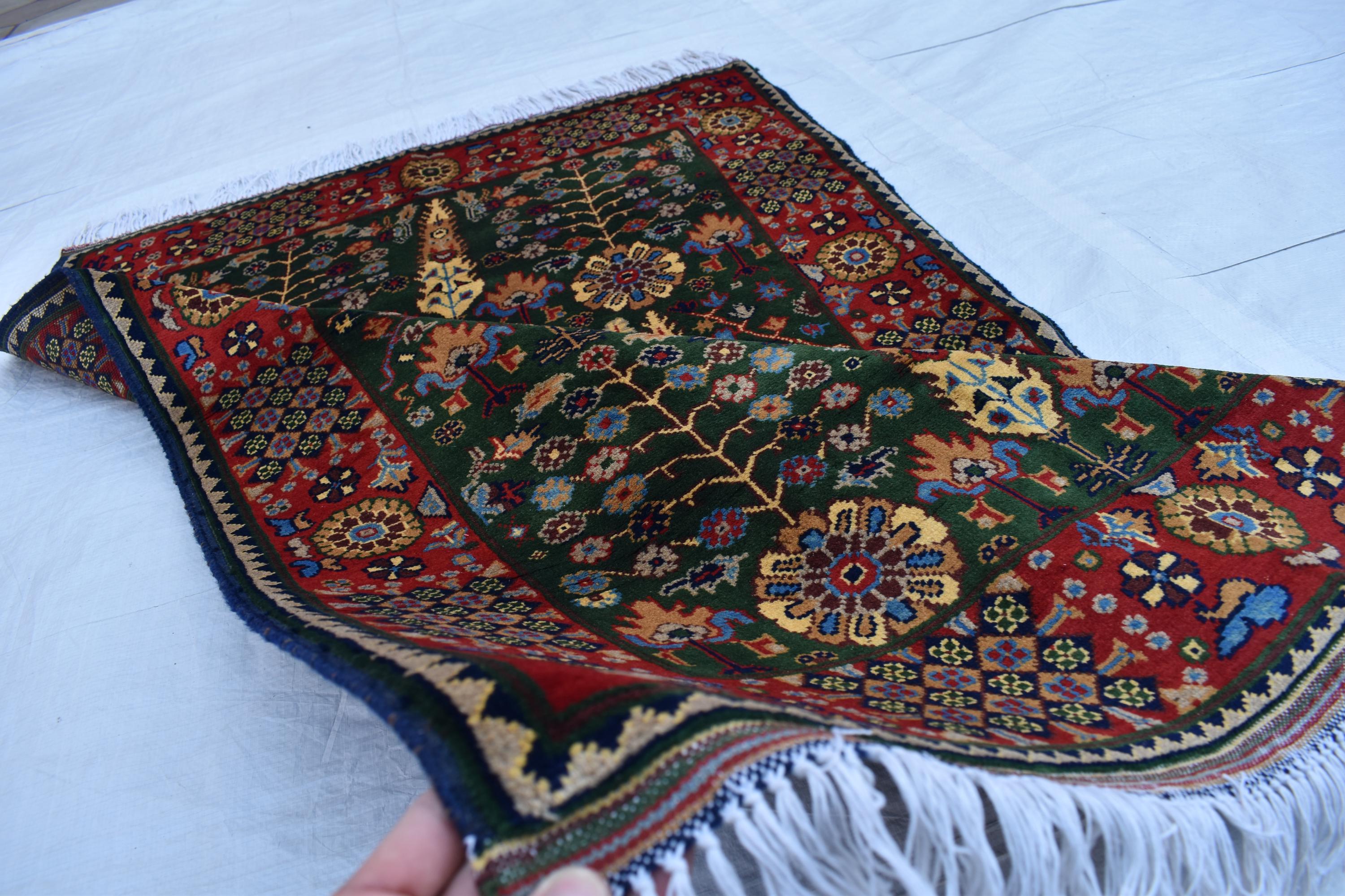 3x5 Olive Green and Red Afghan Gandum Naksha Rug-Hand-Knotted Wool Tribal Carpet, Bohemian Area Rug, Perfect for Bedroom, Office 5x3.3