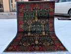 3x5 Olive Green and Red Afghan Gandum Naksha Rug-Hand-Knotted Wool Tribal Carpet, Bohemian Area Rug, Perfect for Bedroom, Office 5x3.3