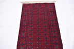 3x6 Vintage Afghan Mawrai Gul Runner- Handmade Red Wool Tribal Hallway Rug, Collectible Antique Rug, Entryway Rug, Kitchen Rug 2.8x6.1 ft