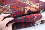 3x5 Handmade Afghan Sitara Naksha Rug - Red & Burgundy Wool Tribal Carpet - Vintage Bohemian Area Rug, Perfect for Bedroom, Office 5x3.5 ft