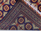 7x5 Handmade Khorjin Rug – Tribal Wool Area Rug | Red Blue Beige Geometric Carpet | Oriental Afghan Decor | Living Room or Office Floor Rug