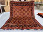 5x7 Handmade Khorjin Rug 6.8x4.11 ft – Tribal Wool Area Rug | Geometric Carpet | Oriental Afghan Decor | Living Room or Office Floor Rug