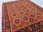 5x7 Handmade Khorjin Rug 6.8x4.11 ft – Tribal Wool Area Rug | Geometric Carpet | Oriental Afghan Decor | Living Room or Office Floor Rug
