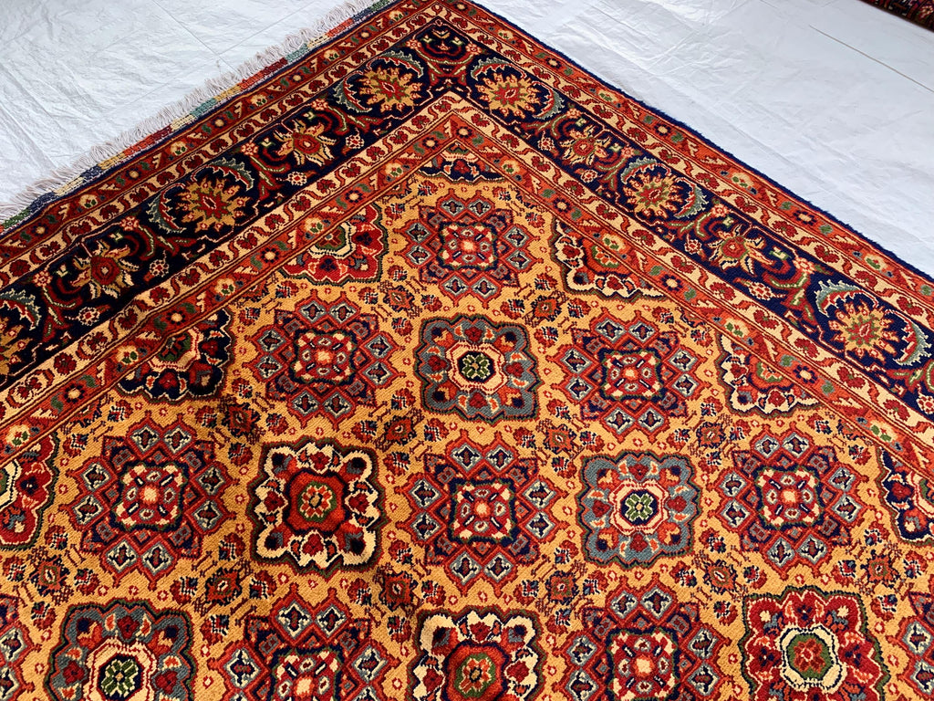 5x7 Handmade Khorjin Rug 6.8x4.11 ft – Tribal Wool Area Rug | Geometric Carpet | Oriental Afghan Decor | Living Room or Office Floor Rug