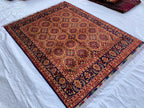 5x7 Handmade Khorjin Rug 6.8x4.11 ft – Tribal Wool Area Rug | Geometric Carpet | Oriental Afghan Decor | Living Room or Office Floor Rug