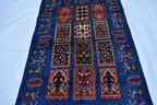 3x6 Handmade Navy Blue Ayni Rug – Timeless Elegance for Modern Interiors, Perfect for Bedroom, Living room and Hallways 3.1x5.7 ft