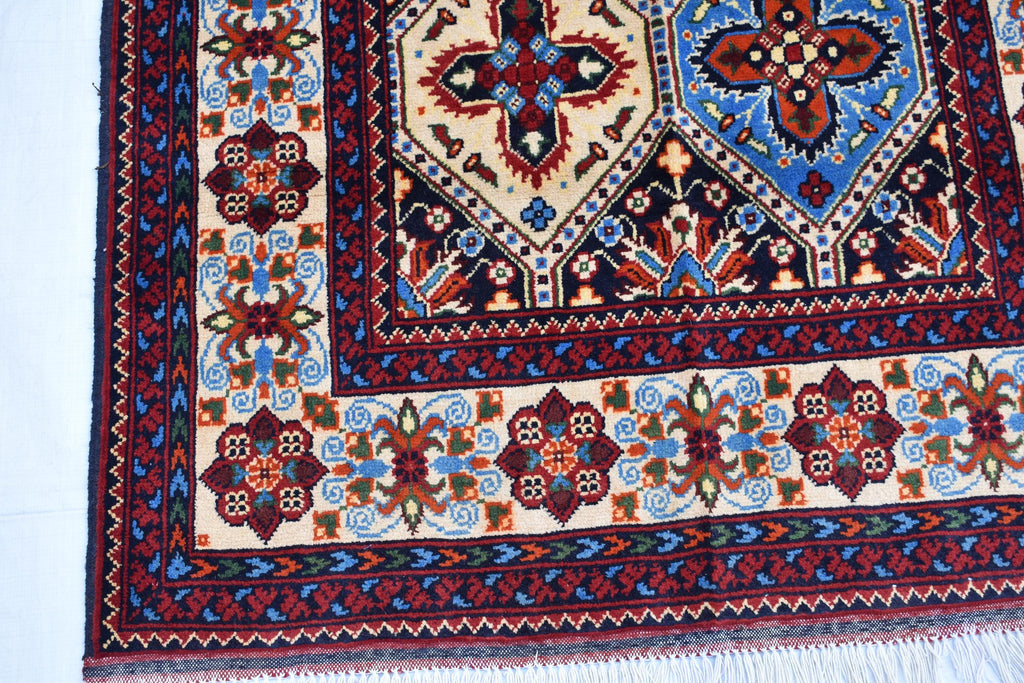 Handwoven Kashi Rug 3.3x5 ft – Traditional Afghan Wool Carpet, Small Area Rug, Persian Style Rug, Rug for Bedroom, Living Room, Hallway Rug