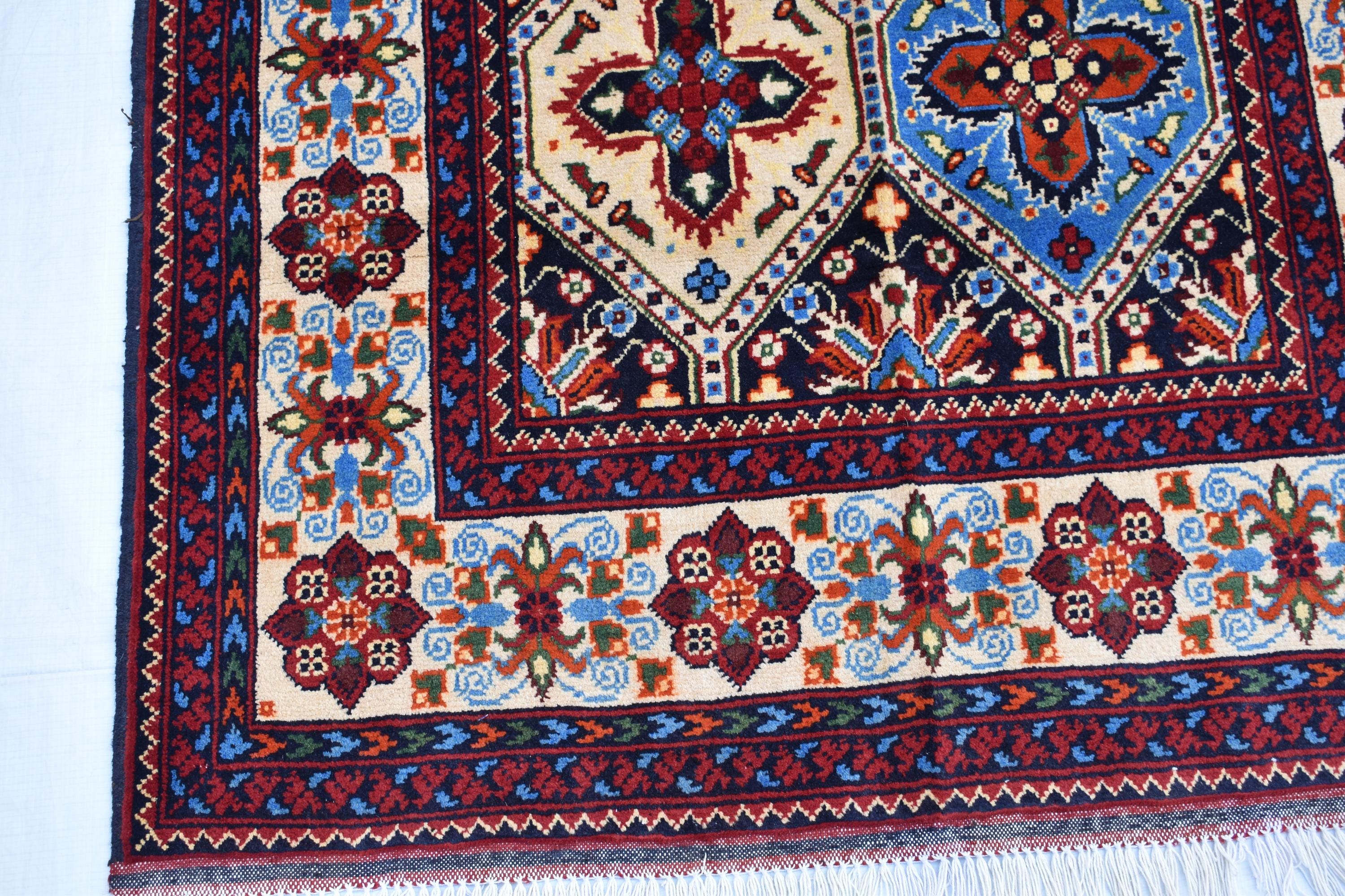 Handwoven Kashi Rug 3.3x5 ft – Traditional Afghan Wool Carpet, Small Area Rug, Persian Style Rug, Rug for Bedroom, Living Room, Hallway Rug