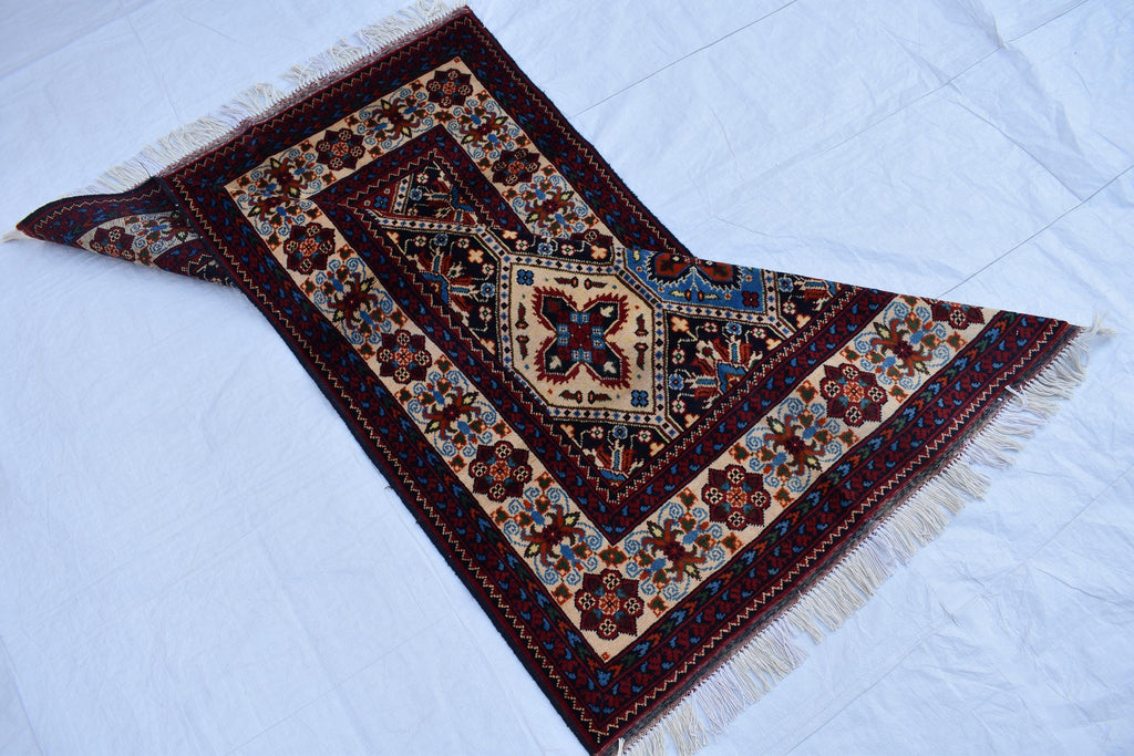 Handwoven Kashi Rug 3.3x5 ft – Traditional Afghan Wool Carpet, Small Area Rug, Persian Style Rug, Rug for Bedroom, Living Room, Hallway Rug