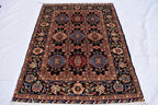 5x7 Handmade Abresham Afghan Rug–Colorful Rug, Traditional Geometric Design, Wool Carpet, Persian Home Style, Perfect for Living room 5x6.10