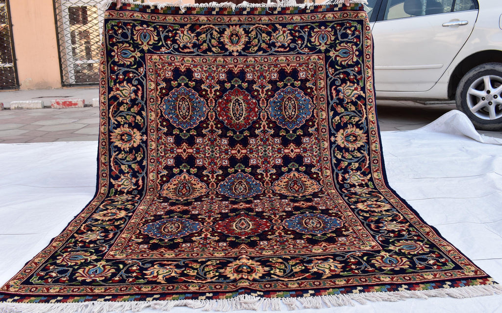 5x7 Handmade Abresham Afghan Rug–Colorful Rug, Traditional Geometric Design, Wool Carpet, Persian Home Style, Perfect for Living room 5x6.10
