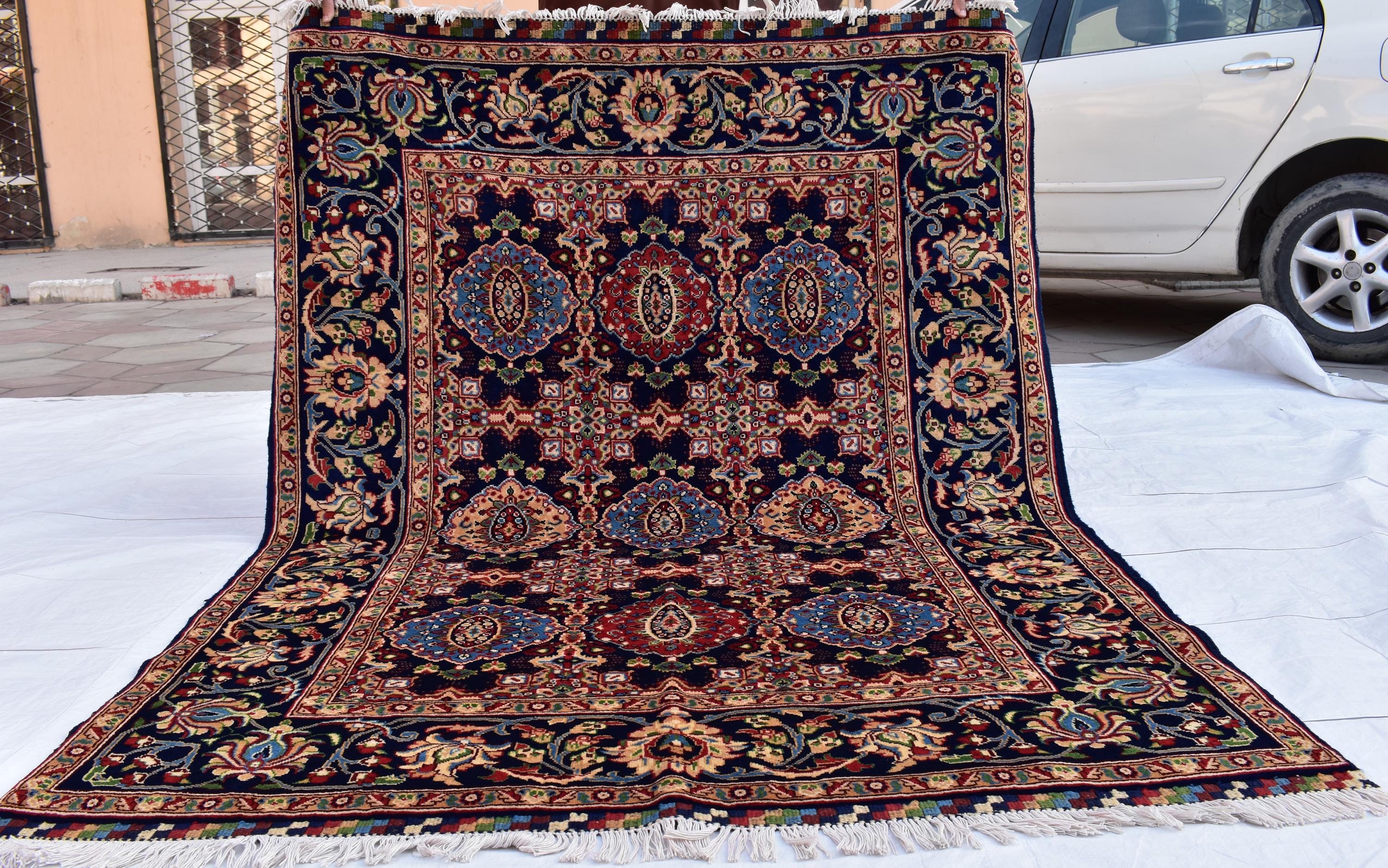 5x7 Handmade Abresham Afghan Rug–Colorful Rug, Traditional Geometric Design, Wool Carpet, Persian Home Style, Perfect for Living room 5x6.10