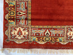 Antique 4.6x6 ft Rusty Red Wool & Silk Rug–Handmade Persian Carpet – One-of-a-Kind Distressed Boho Rug– Non-Slip Luxurious Collector’s Piece