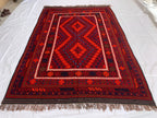 6x10ft, Large Vintage Terracotta Kilim Rug, Turkmen Rug, Afghan Handmade Wool Rug, Living Room Rug, Bedroom Rug 290x198 cm