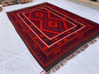 6x10ft, Large Vintage Terracotta Kilim Rug, Turkmen Rug, Afghan Handmade Wool Rug, Living Room Rug, Bedroom Rug 290x198 cm
