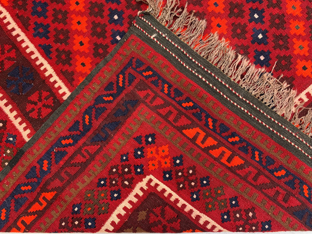 6x10ft, Large Vintage Terracotta Kilim Rug, Turkmen Rug, Afghan Handmade Wool Rug, Living Room Rug, Bedroom Rug 290x198 cm