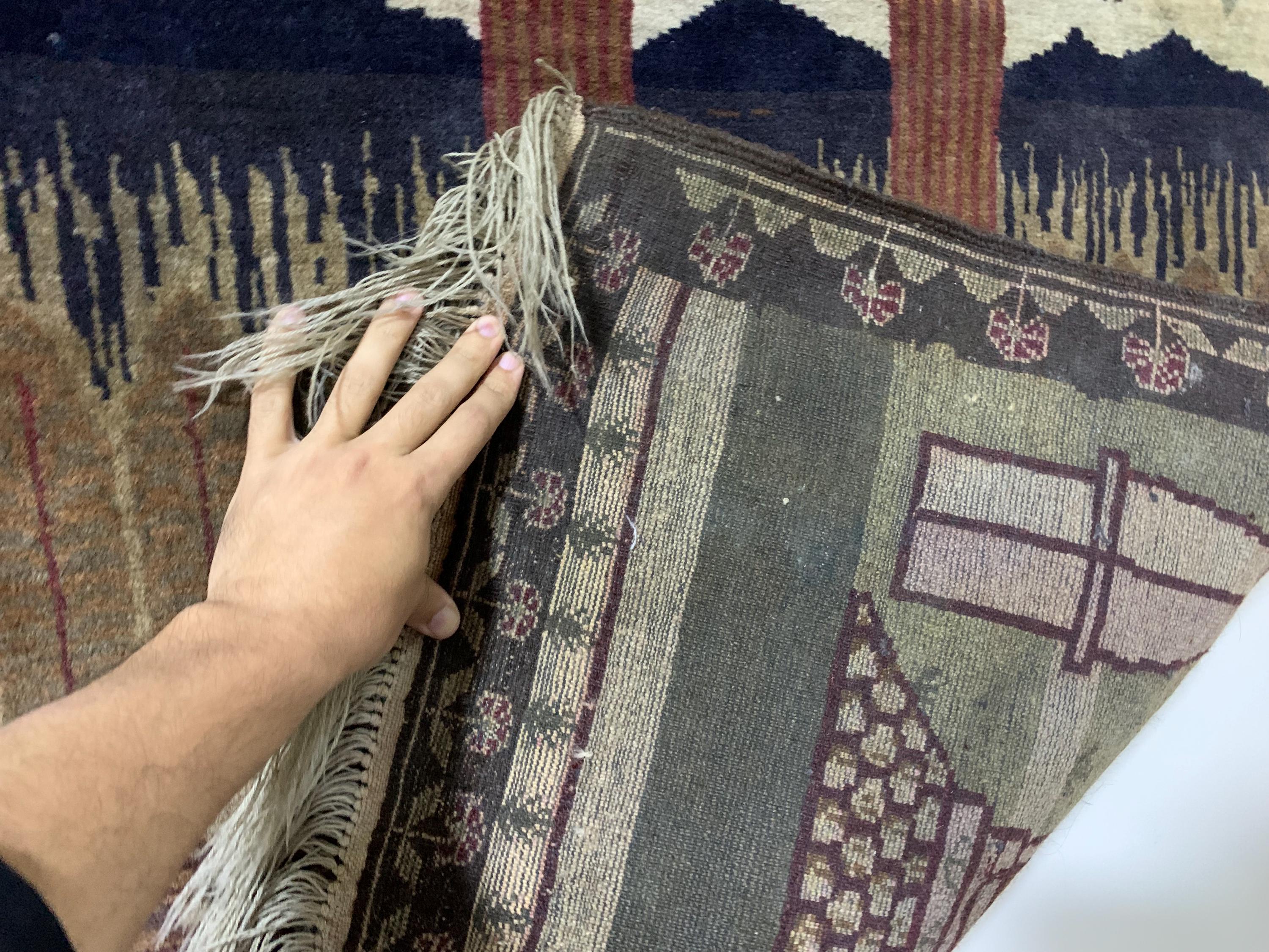 Afghan Antique Rug 4.7x2.10 ft – Handwoven Wool Carpet Inspired by Taq-e Zafar Monument, Vintage Tribal Decor, Collectible Piece, Wall Decor