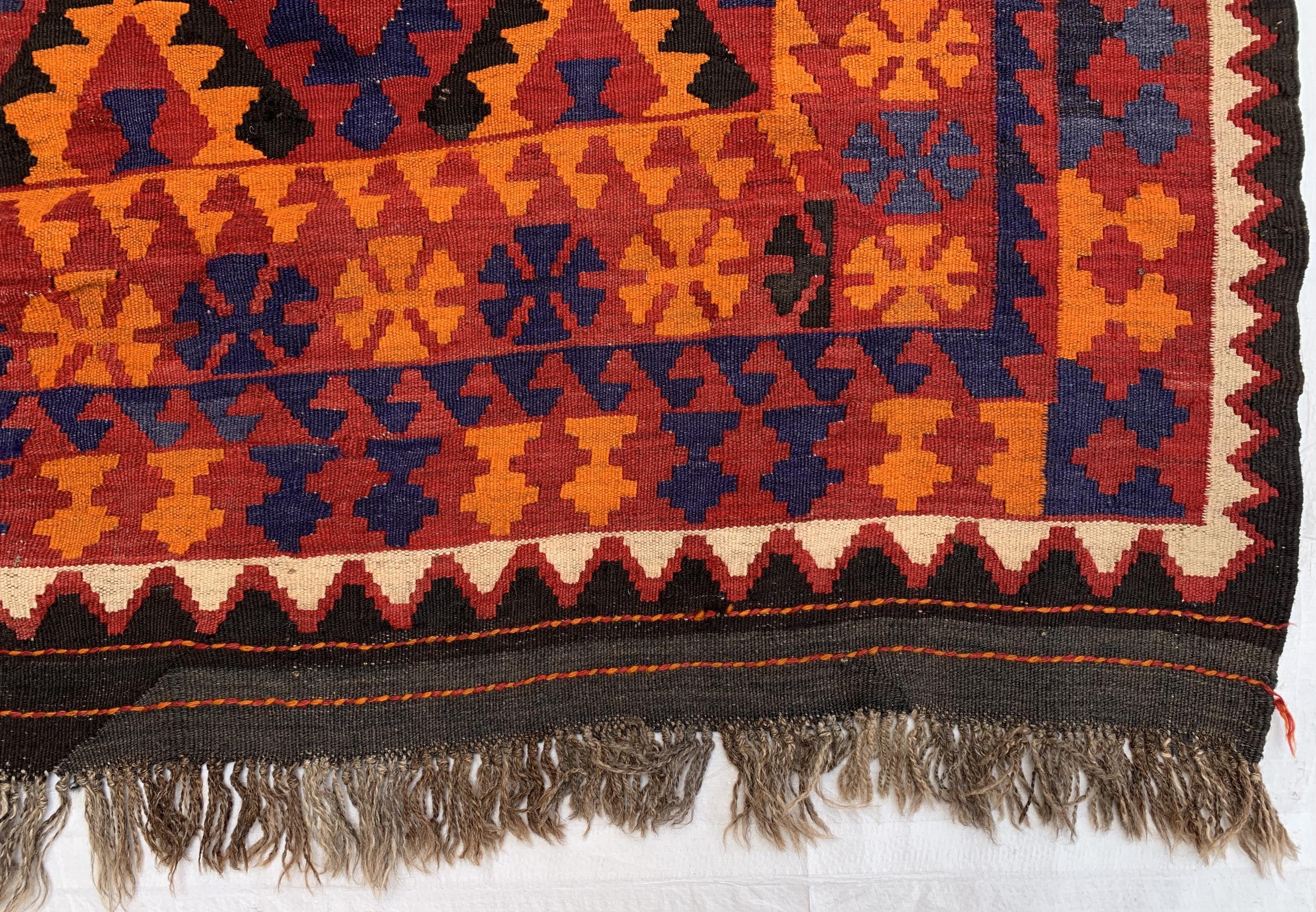 7x9 Large Afghan Tribal Kilim Rug – Handwoven Wool Area Rug | Vintage Boho Decor for Living Room or Bedroom, Rustic Home Decor 9.5x6.10 ft