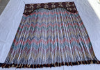 Handwoven Tribal Wall Hanging–Large 6.9x8.5ft Boho Tapestry, Colorful Ikat Pattern with Kilim Border–Bohemian Home Decor, Ethnic Textile Art