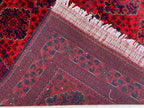 5x7 Turkmen Medium Area Rug, Afghan Handmade Bukhara Design Wool Red Rug, Living Room, 150x200 Dining Table Carpet, Vintage Style Rug