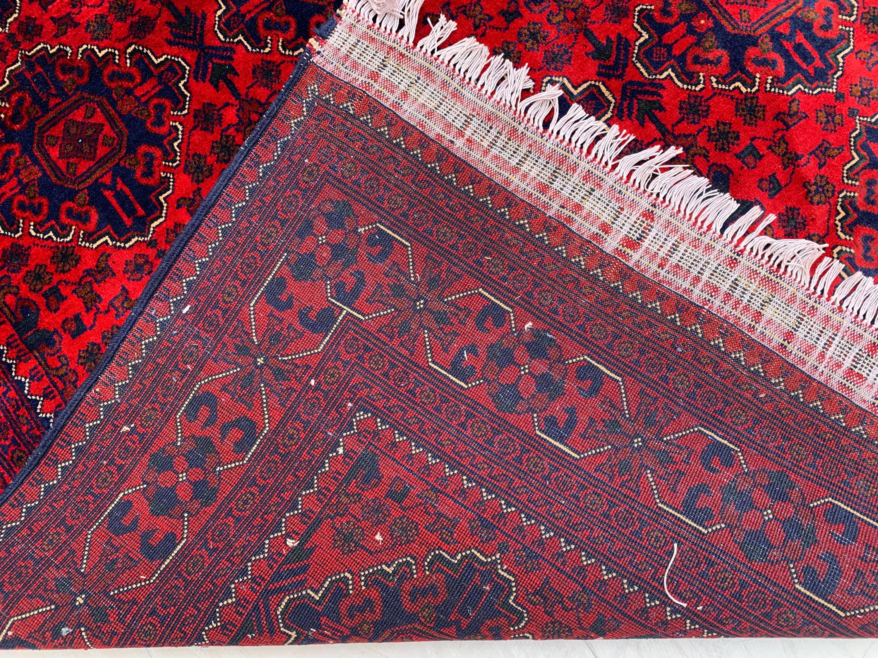 5x7 Turkmen Medium Area Rug, Afghan Handmade Bukhara Design Wool Red Rug, Living Room, 150x200 Dining Table Carpet, Vintage Style Rug