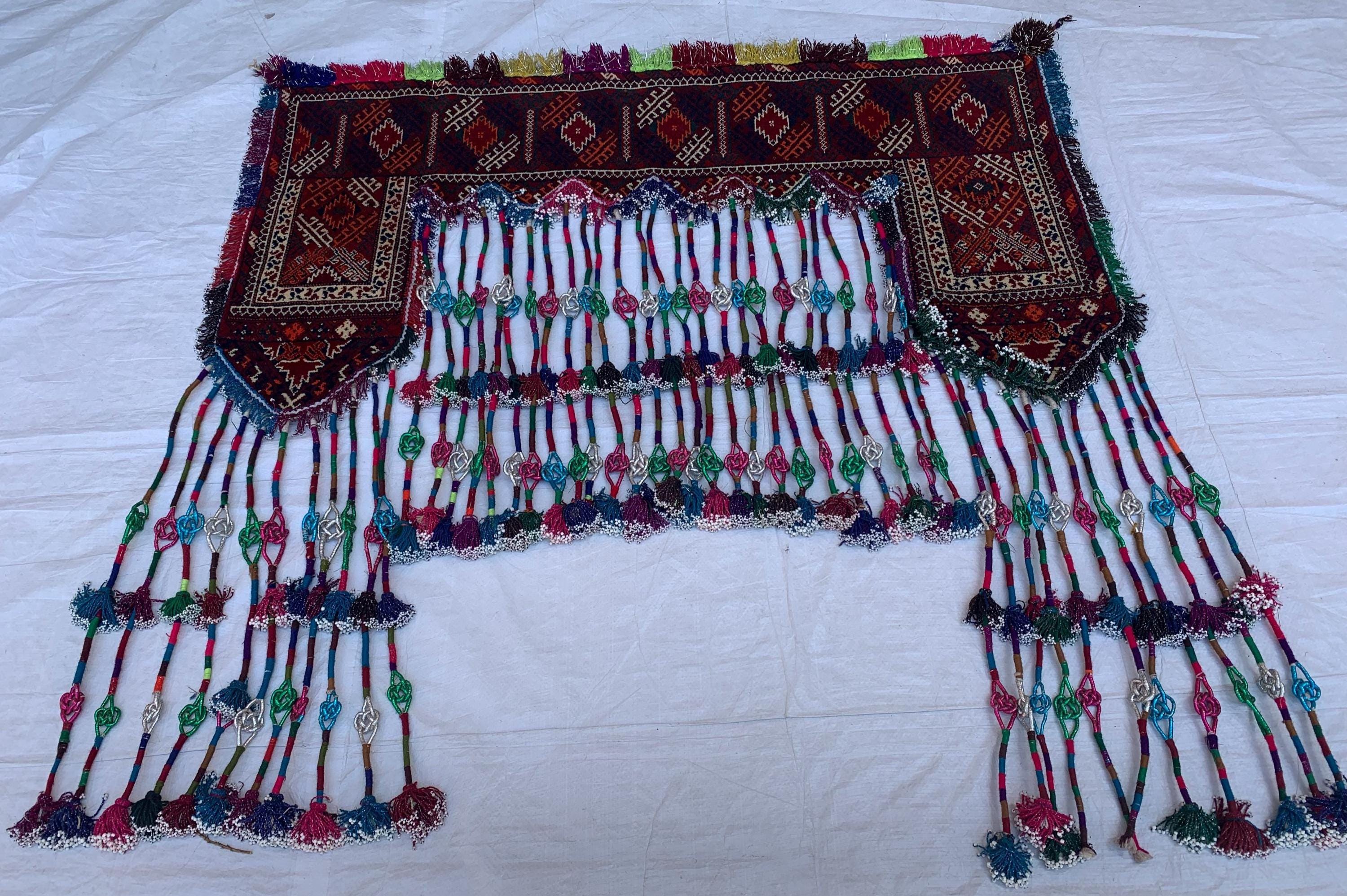 Handmade Tribal Wall Hanging 4.1x4.2 ft–Colorful Boho Beaded Tapestry, Ethnic Kilim Decor, Vintage Afghan Textile, Festival or Wedding Decor