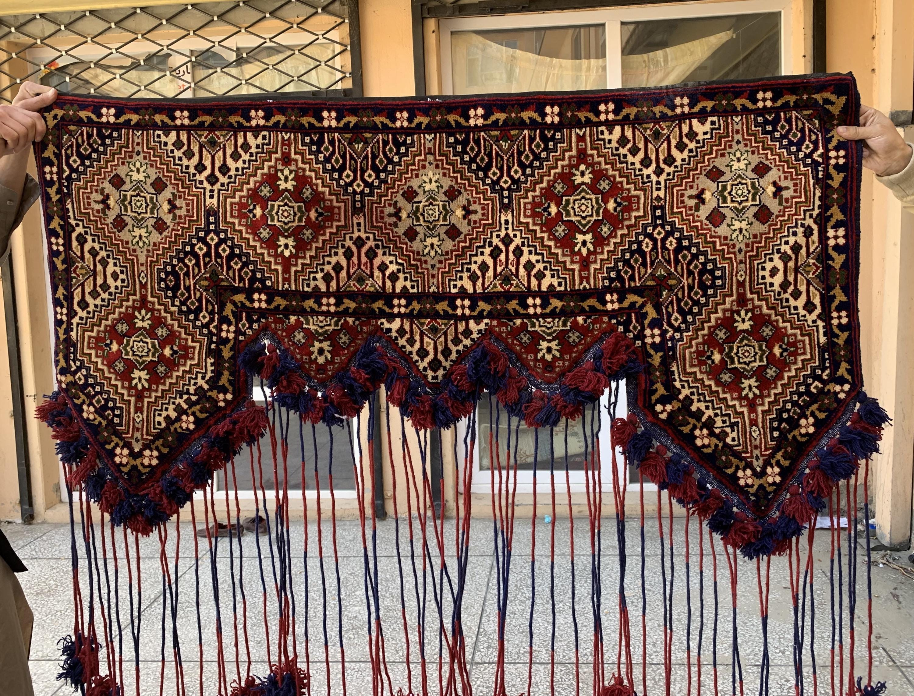 Wall Hanging Jalar Traditional Handmade – 4.9 ft Wide | Tribal Boho Decor with Tassels | Vintage Textile Art, Decorative Wall Hanging Decor