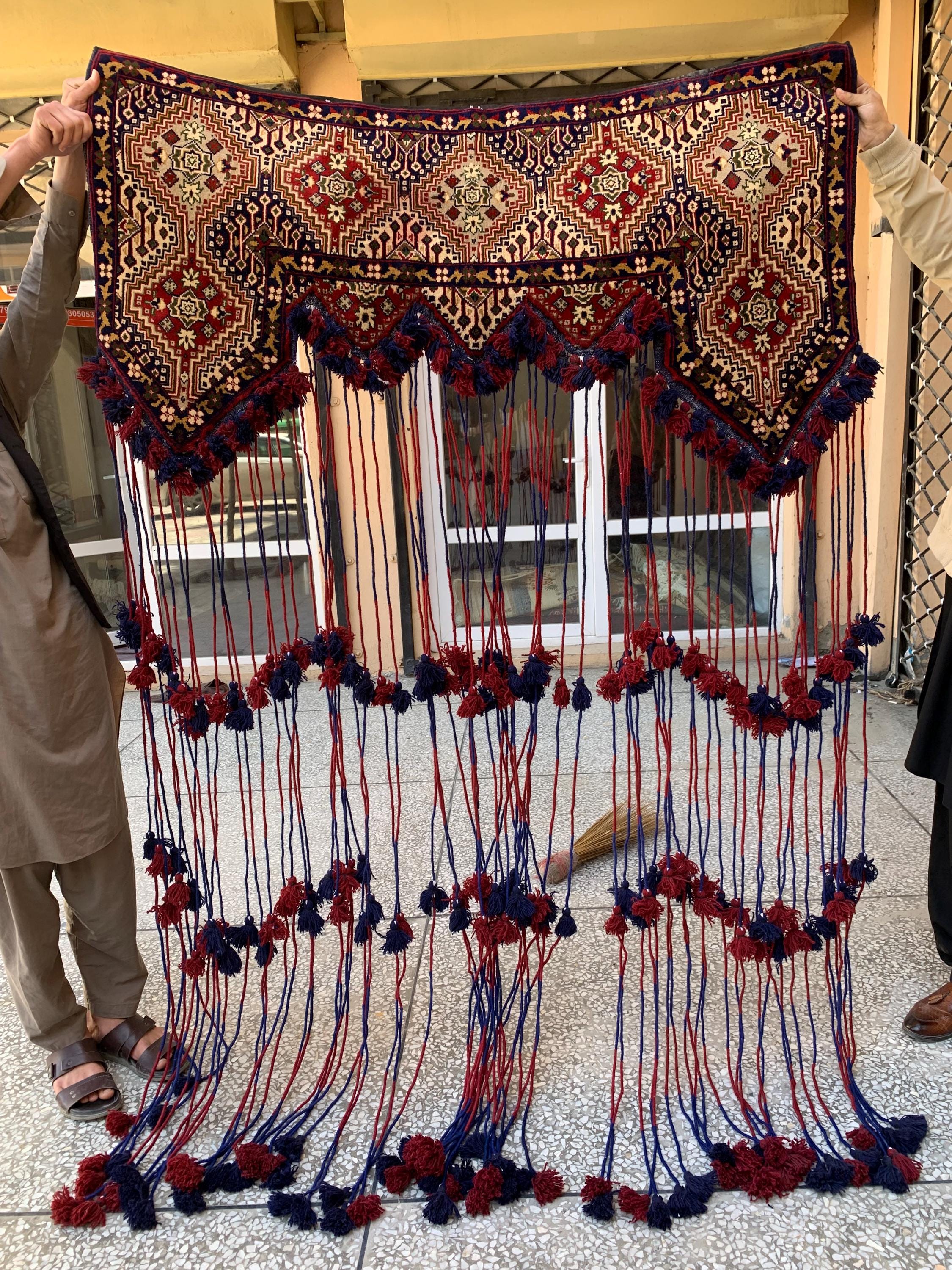 Wall Hanging Jalar Traditional Handmade – 4.9 ft Wide | Tribal Boho Decor with Tassels | Vintage Textile Art, Decorative Wall Hanging Decor