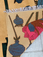 Afghan War Rug 3.3x4.7 ft – Handwoven Conflict Art with Helicopter, AK-47 & Poppy Flowers – Vintage Tribal Wool Carpet, Rug for Kids Room